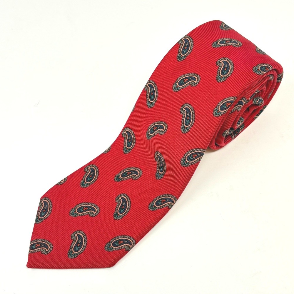 Robert Talbott Finest Silk Paisley Necktie Red Made in USA Menswear